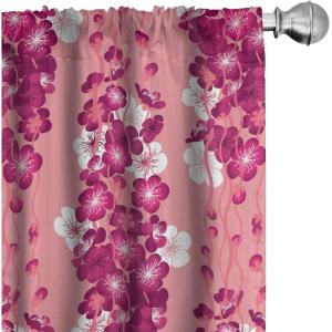 Ambesonne Gothic Wings Curtains, Outline Style Illustrated Wild Nature Moth Pattern Neutral Colors, Window Treatments 2 Panel Set for Living Room Bedroom, Pair of – 28″ x 63″, Charcoal Grey Sea Blue(Pale Fuchsia and Pastel Pink)