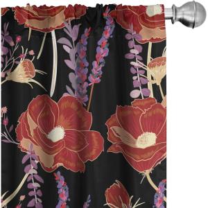Ambesonne Gothic Wings Curtains, Outline Style Illustrated Wild Nature Moth Pattern Neutral Colors, Window Treatments 2 Panel Set for Living Room Bedroom, Pair of – 28″ x 63″, Charcoal Grey Sea Blue(Pale Fuchsia and Burgundy)