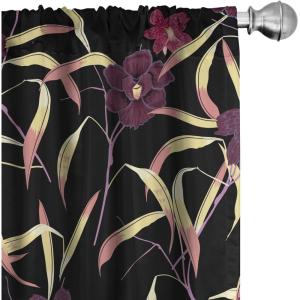 Ambesonne Gothic Wings Curtains, Outline Style Illustrated Wild Nature Moth Pattern Neutral Colors, Window Treatments 2 Panel Set for Living Room Bedroom, Pair of – 28″ x 63″, Charcoal Grey Sea Blue(Pastel Brown and Eggplant)