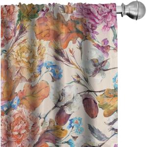 Ambesonne Gothic Wings Curtains, Outline Style Illustrated Wild Nature Moth Pattern Neutral Colors, Window Treatments 2 Panel Set for Living Room Bedroom, Pair of – 28″ x 63″, Charcoal Grey Sea Blue(Sand Brown and Grey Pink)