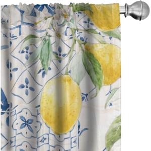 Ambesonne Hibiscus Curtains, Watercolor Silhouettes of Tropical Floral with Neutral Colors Boho Art, Window Treatments 2 Panel Set for Living Room Bedroom, Pair of – 28″ x 63″, Dark Coral Coral White(Mustard Peacock Green)