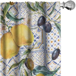 Ambesonne Hibiscus Curtains, Watercolor Silhouettes of Tropical Floral with Neutral Colors Boho Art, Window Treatments 2 Panel Set for Living Room Bedroom, Pair of – 28″ x 63″, Dark Coral Coral White(Mustard Dark Indigo White)