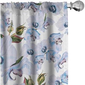 Ambesonne Hibiscus Curtains, Watercolor Silhouettes of Tropical Floral with Neutral Colors Boho Art, Window Treatments 2 Panel Set for Living Room Bedroom, Pair of – 28″ x 63″, Dark Coral Coral White(Pale Mauve Forest Green)