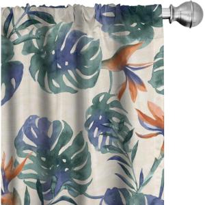 Ambesonne Poppy Curtains, Vintage Composition of Neutral Flowers Greenish Peduncles Romantic Vibes Art, Window Treatments 2 Panel Set for Living Room Bedroom, Pair of – 28″ x 63″, Blush Yellow Green(Hunter Green Teal and Blue)