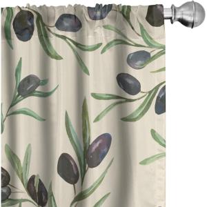 Ambesonne Poppy Curtains, Vintage Composition of Neutral Flowers Greenish Peduncles Romantic Vibes Art, Window Treatments 2 Panel Set for Living Room Bedroom, Pair of – 28″ x 63″, Blush Yellow Green(Slate Brown Taupe and Umber)