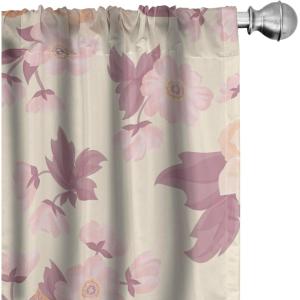 Ambesonne Poppy Curtains, Vintage Composition of Neutral Flowers Greenish Peduncles Romantic Vibes Art, Window Treatments 2 Panel Set for Living Room Bedroom, Pair of – 28″ x 63″, Blush Yellow Green(Cream Dried Rose Blush)