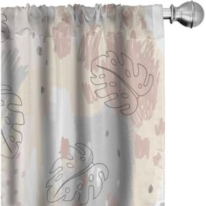 Ambesonne Poppy Curtains, Vintage Composition of Neutral Flowers Greenish Peduncles Romantic Vibes Art, Window Treatments 2 Panel Set for Living Room Bedroom, Pair of – 28″ x 63″, Blush Yellow Green(Pale Mustard Grey)