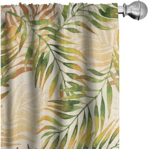 Ambesonne Poppy Curtains, Vintage Composition of Neutral Flowers Greenish Peduncles Romantic Vibes Art, Window Treatments 2 Panel Set for Living Room Bedroom, Pair of – 28″ x 63″, Blush Yellow Green(Fern Green Pale Orange)