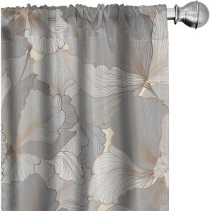 Ambesonne Poppy Curtains, Vintage Composition of Neutral Flowers Greenish Peduncles Romantic Vibes Art, Window Treatments 2 Panel Set for Living Room Bedroom, Pair of – 28″ x 63″, Blush Yellow Green(Grey Pale Grey Cream)