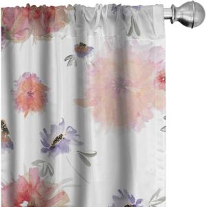 Ambesonne Retro Curtains, Sketch Style Continuous Neutral Colors Floral Motifs Lines Dreamy Artwork, Window Treatments 2 Panel Set for Living Room Bedroom, Pair of – 28″ x 63″, Soft Pink Pale Purple(Cinnamon and Pale Fuchsia)