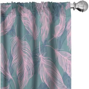 Ambesonne Retro Curtains, Sketch Style Continuous Neutral Colors Floral Motifs Lines Dreamy Artwork, Window Treatments 2 Panel Set for Living Room Bedroom, Pair of – 28″ x 63″, Soft Pink Pale Purple(Cadet Blue and Soft Pink)