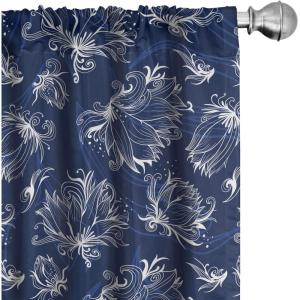 Ambesonne Retro Curtains, Sketch Style Continuous Neutral Colors Floral Motifs Lines Dreamy Artwork, Window Treatments 2 Panel Set for Living Room Bedroom, Pair of – 28″ x 63″, Soft Pink Pale Purple(Indigo White Grey)