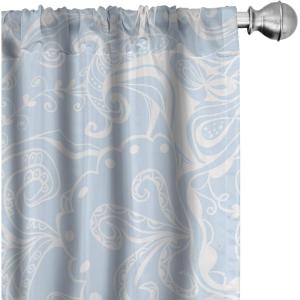 Ambesonne Retro Curtains, Sketch Style Continuous Neutral Colors Floral Motifs Lines Dreamy Artwork, Window Treatments 2 Panel Set for Living Room Bedroom, Pair of – 28″ x 63″, Soft Pink Pale Purple(Pale Sky Blue and White)