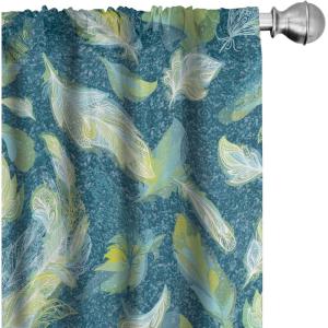 Ambesonne Retro Curtains, Sketch Style Continuous Neutral Colors Floral Motifs Lines Dreamy Artwork, Window Treatments 2 Panel Set for Living Room Bedroom, Pair of – 28″ x 63″, Soft Pink Pale Purple(Pistachio Green and Dark Teal)