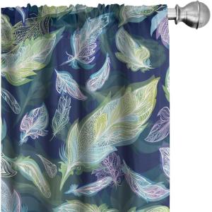 Ambesonne Retro Curtains, Sketch Style Continuous Neutral Colors Floral Motifs Lines Dreamy Artwork, Window Treatments 2 Panel Set for Living Room Bedroom, Pair of – 28″ x 63″, Soft Pink Pale Purple(Navy Blue Lavender and Green)