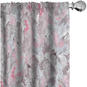 Ambesonne Retro Curtains, Sketch Style Continuous Neutral Colors Floral Motifs Lines Dreamy Artwork, Window Treatments 2 Panel Set for Living Room Bedroom, Pair of – 28″ x 63″, Soft Pink Pale Purple(Dark Coral Pastel Pink)