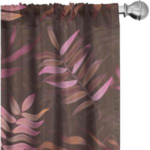 Ambesonne Retro Curtains, Sketch Style Continuous Neutral Colors Floral Motifs Lines Dreamy Artwork, Window Treatments 2 Panel Set for Living Room Bedroom, Pair of – 28″ x 63″, Soft Pink Pale Purple(Soft Pink Pale Brown)