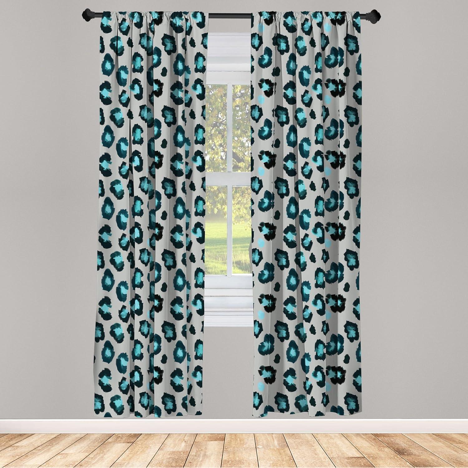 imageAmbesonne Leopard Curtains Interpretation of Stain Like Motifs Window Treatments 2 Panel Set for Living Room Bedroom Pair of 28 x 84 Dimgray Teal