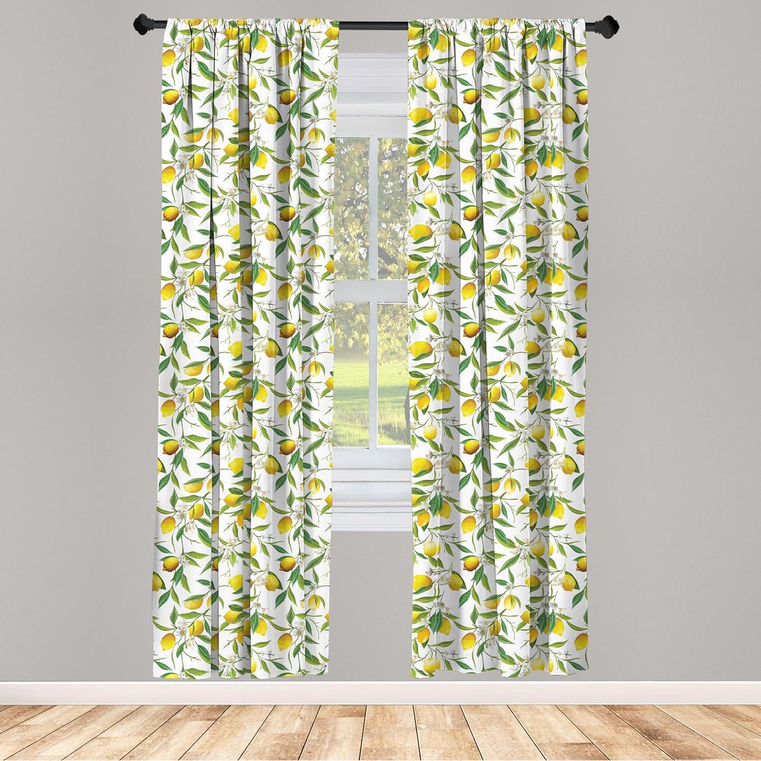 imageAmbesonne Nature Curtains Flowering Lemon Woody Plant Romance Habitat Citrus Fresh Background Window Treatments 2 Panel Set for Living Room Bedroom Pair of 28 x 63 Emerald Green