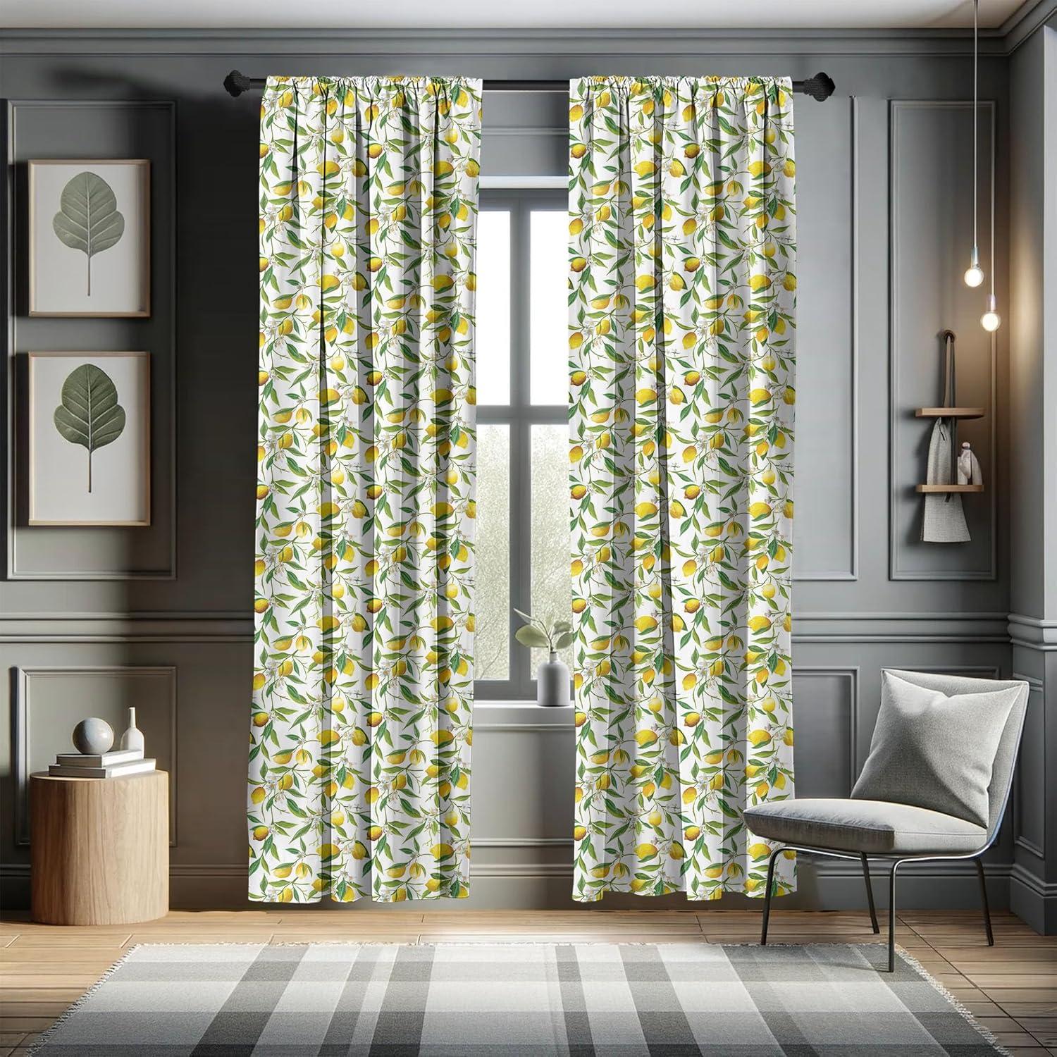 imageAmbesonne Nature Curtains Flowering Lemon Woody Plant Romance Habitat Citrus Fresh Background Window Treatments 2 Panel Set for Living Room Bedroom Pair of 28 x 63 Emerald Green