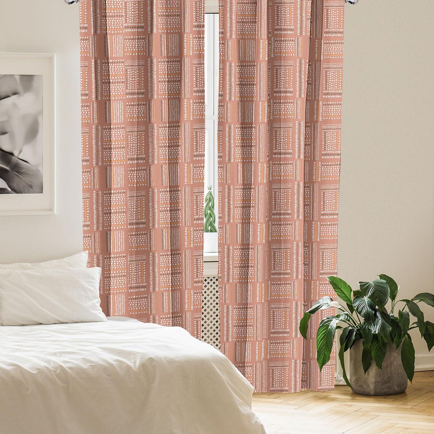 imageAmbesonne Tribal Curtains Hand Drawn Look Marks and Strokes Terracotta Color Palette Pattern Window Treatments 2 Panel Set for Living Room Bedroom Pair of 28 x 63 Rust Grey