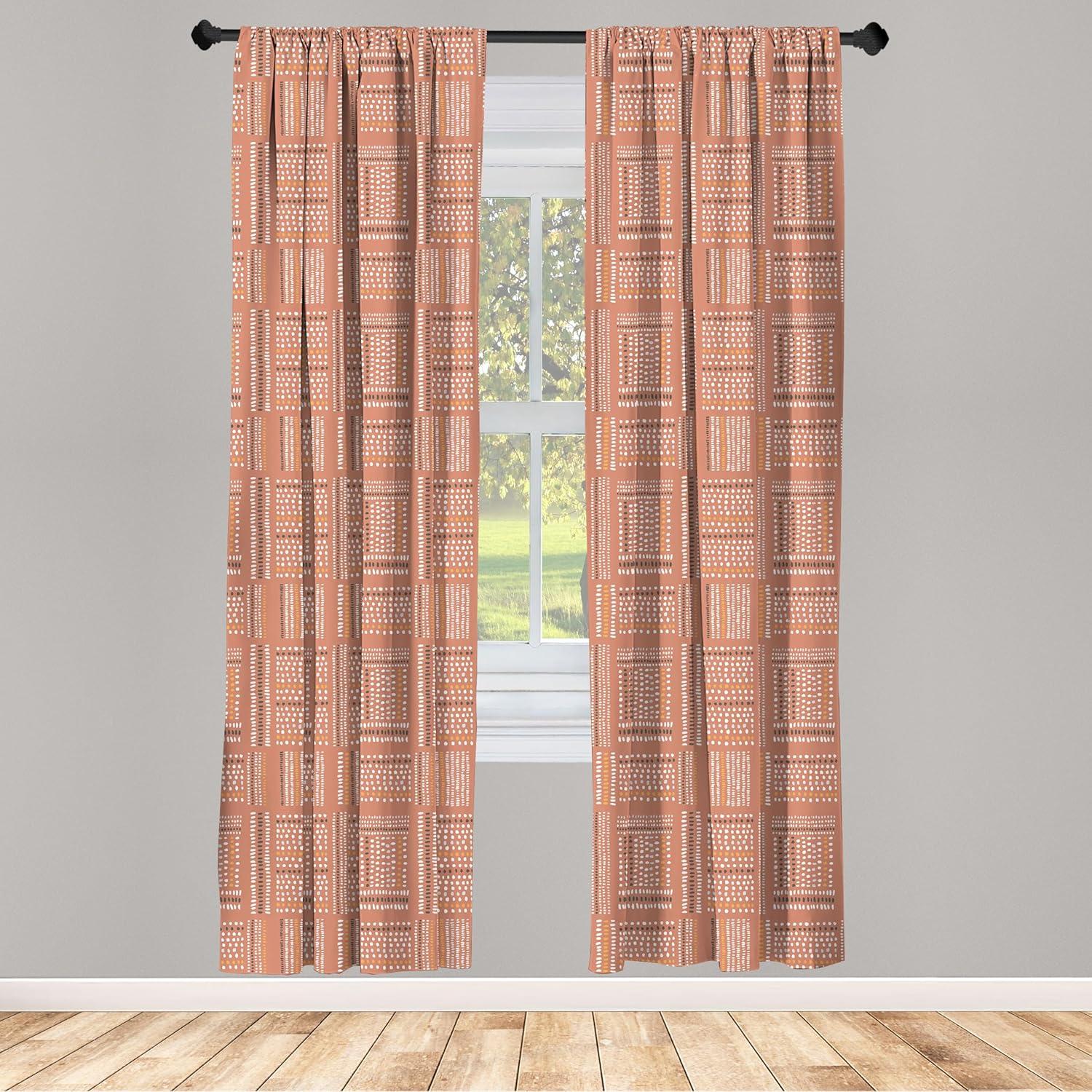 imageAmbesonne Tribal Curtains Hand Drawn Look Marks and Strokes Terracotta Color Palette Pattern Window Treatments 2 Panel Set for Living Room Bedroom Pair of 28 x 63 Rust Grey