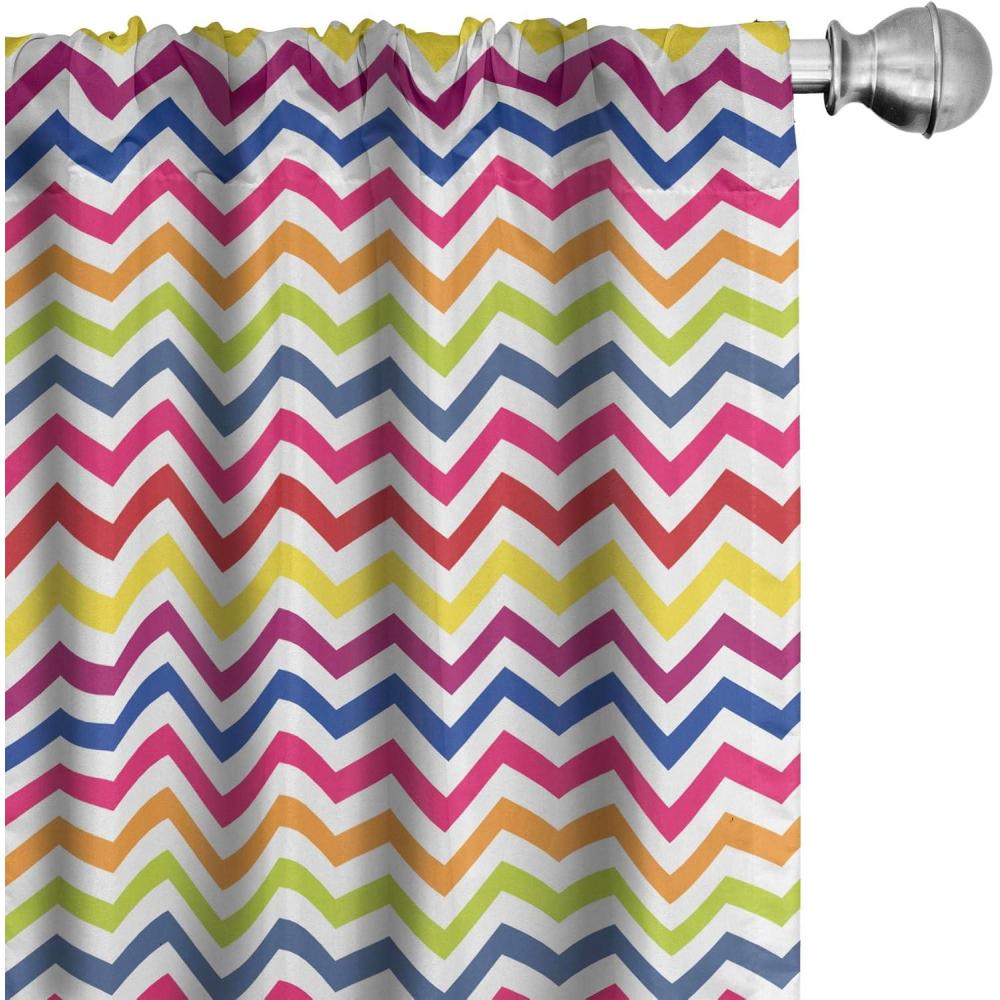 imageAmbesonne Chevron Curtains Chevron Pattern Colorful Rainbow Inspired Fun Enjoyment Design Window Treatments 2 Panel Set for Living Room Bedroom Pair of 28 x 63 Yellow Purple