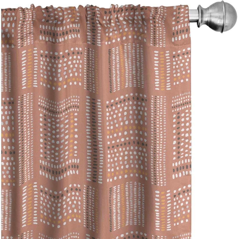 imageAmbesonne Tribal Curtains Hand Drawn Look Marks and Strokes Terracotta Color Palette Pattern Window Treatments 2 Panel Set for Living Room Bedroom Pair of 28 x 63 Rust Grey