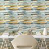 Ambesonne Abstract Modern Art Peel & Stick Wallpaper for Home, Neutral Colors Boho Stripes Simple Design Geometric Print, Self-Adhesive Living Room Kitchen Accent, 13″ x 100″, Orange Sky Blue Cream