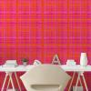 Ambesonne Abstract Peel & Stick Wallpaper for Home, Plaid Pattern Inspired Hand Drawn Vertical and Horizontal Stripes, Self-Adhesive Living Room Kitchen Accent, 13″ x 36″, Hot Pink and Burnt Orange