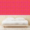 Ambesonne Abstract Peel & Stick Wallpaper for Home, Plaid Pattern Inspired Hand Drawn Vertical and Horizontal Stripes, Self-Adhesive Living Room Kitchen Accent, 13″ x 36″, Hot Pink and Burnt Orange
