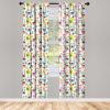 Ambesonne Animal Curtains, Playroom Pattern with Llama Alpaca Cactus and Leaves Design, Window Treatments 2 Panel Set for Living Room Bedroom, Pair of – 28″ x 84″, Purple Yellow
