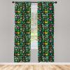 Ambesonne Cartoon Curtains, Forest Bugs Spider Butterfly Beetle Dragonfly Mantis Wasp Ladybug Flowers, Window Treatments 2 Panel Set for Living Room Bedroom, Pair of – 28″ x 84″, Emerald Multicolor(Emerald Multicolor)