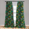 Ambesonne Cartoon Curtains, Forest Bugs Spider Butterfly Beetle Dragonfly Mantis Wasp Ladybug Flowers, Window Treatments 2 Panel Set for Living Room Bedroom, Pair of – 28″ x 84″, Emerald Multicolor(Emerald Multicolor)