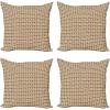 Ambesonne Retro Decorative Throw Pillow Case Pack of 4, Old Audio Cassettes Vintage Elements Listening to Music Theme Recording Technology, Cushion Cover for Couch Living Room Car, 16″, Multicolor(18″)
