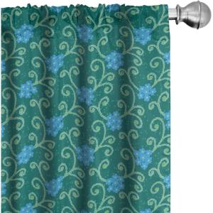 Ambesonne Floral Curtains, Forget-me-not Swirly Blossom Bouquets and Branches Season Repeating Pattern, Window Treatments 2 Panel Set for Living Room Bedroom, Pair of – 28″ x 84″, Teal and Sky Blue(Teal and Sky Blue)