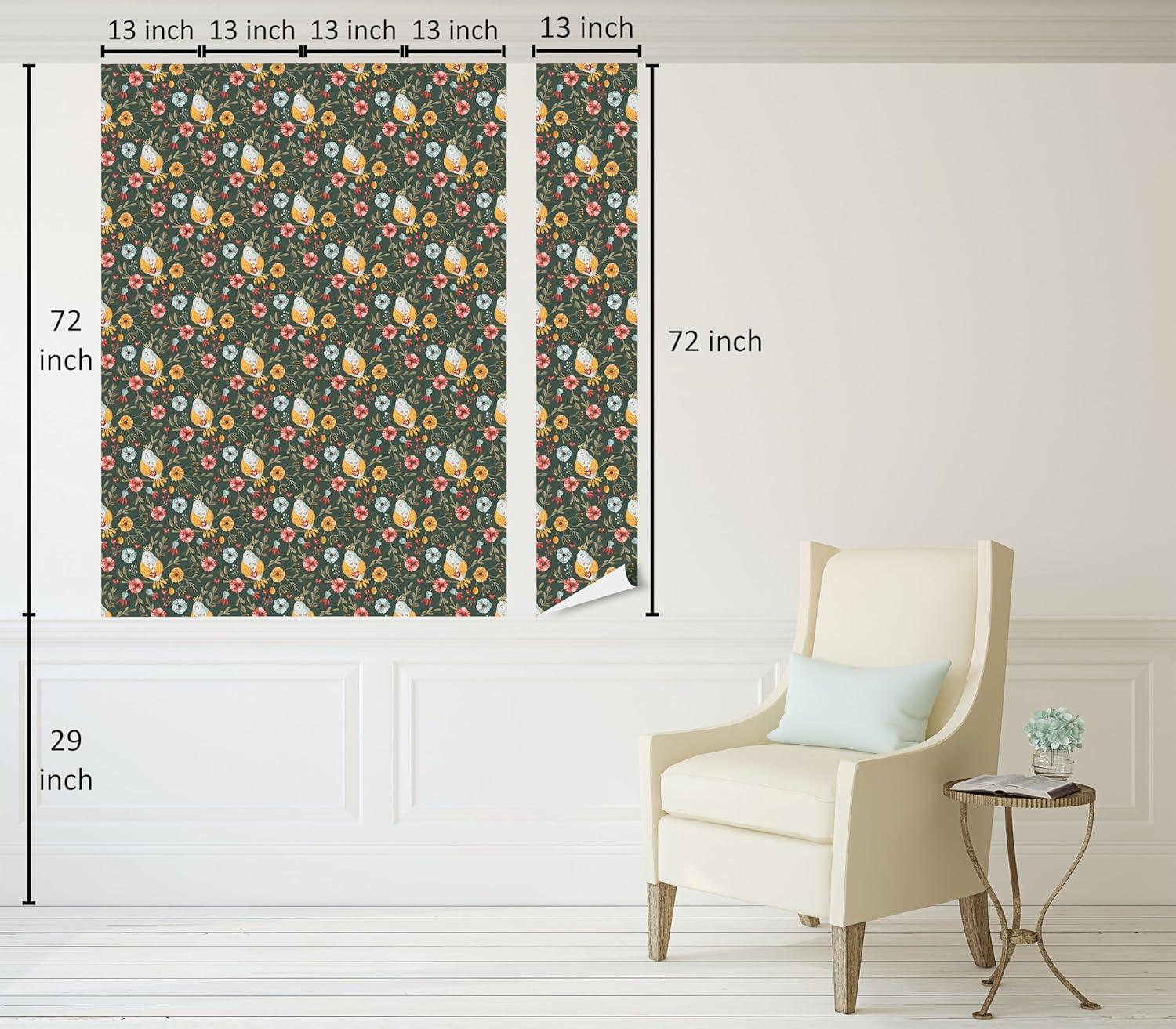 imageAmbesonne Magnolia Peel amp Stick Wallpaper for Home Classic Pattern of Urban Jungle Flowers with Leaves Modern Farmhouse SelfAdhesive Living Room Kitchen Accent 13 x 72 Pale Rose Hunter GreenMustard Ruby Army Green
