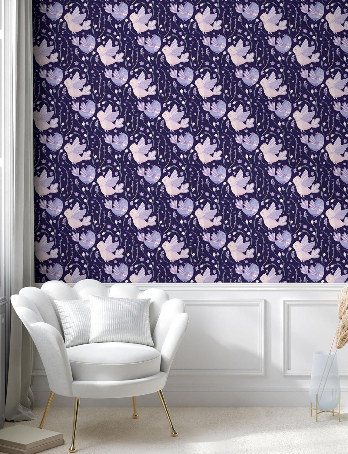 imageAmbesonne Magnolia Peel amp Stick Wallpaper for Home Classic Pattern of Urban Jungle Flowers with Leaves Modern Farmhouse SelfAdhesive Living Room Kitchen Accent 13 x 72 Pale Rose Hunter GreenDark Indigo and Ceil Blue