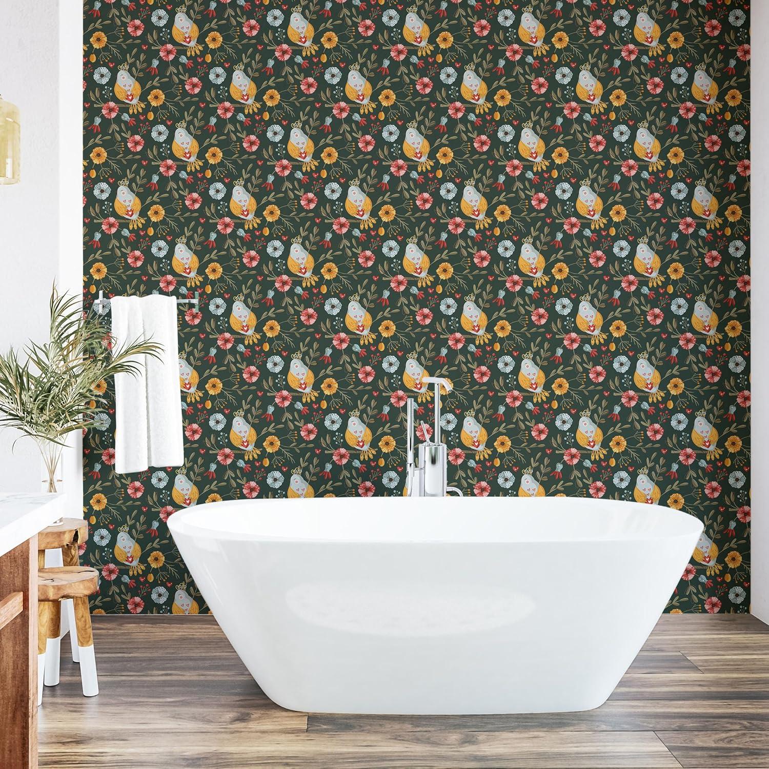 imageAmbesonne Magnolia Peel amp Stick Wallpaper for Home Classic Pattern of Urban Jungle Flowers with Leaves Modern Farmhouse SelfAdhesive Living Room Kitchen Accent 13 x 72 Pale Rose Hunter GreenMustard Ruby Army Green