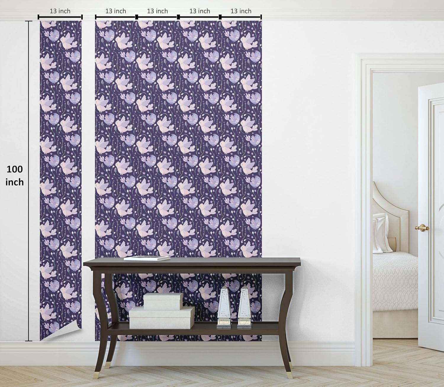imageAmbesonne Magnolia Peel amp Stick Wallpaper for Home Classic Pattern of Urban Jungle Flowers with Leaves Modern Farmhouse SelfAdhesive Living Room Kitchen Accent 13 x 72 Pale Rose Hunter GreenDark Indigo and Ceil Blue