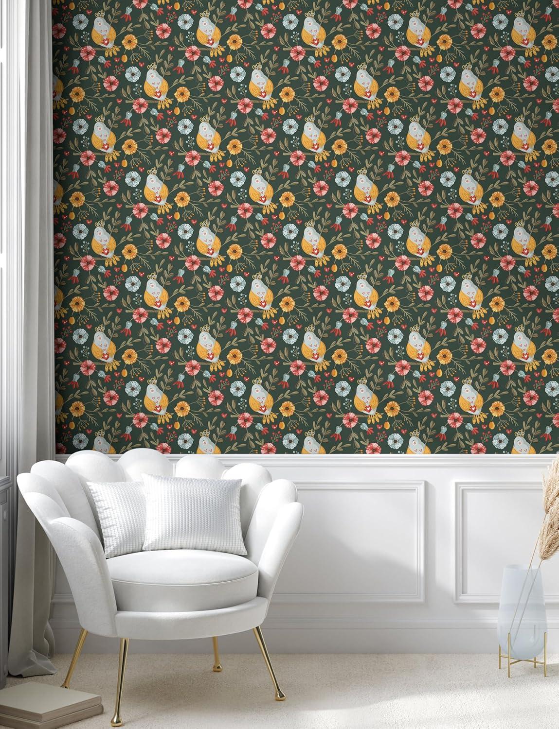 imageAmbesonne Magnolia Peel amp Stick Wallpaper for Home Classic Pattern of Urban Jungle Flowers with Leaves Modern Farmhouse SelfAdhesive Living Room Kitchen Accent 13 x 72 Pale Rose Hunter GreenMustard Ruby Army Green