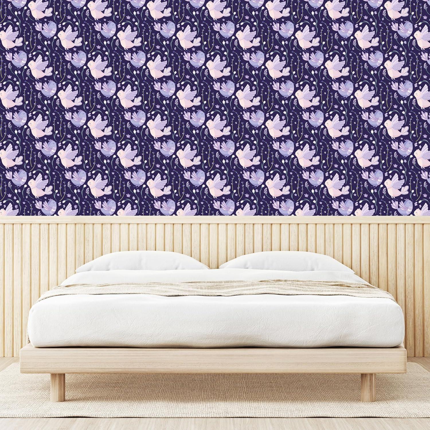 imageAmbesonne Magnolia Peel amp Stick Wallpaper for Home Classic Pattern of Urban Jungle Flowers with Leaves Modern Farmhouse SelfAdhesive Living Room Kitchen Accent 13 x 72 Pale Rose Hunter GreenDark Indigo and Ceil Blue