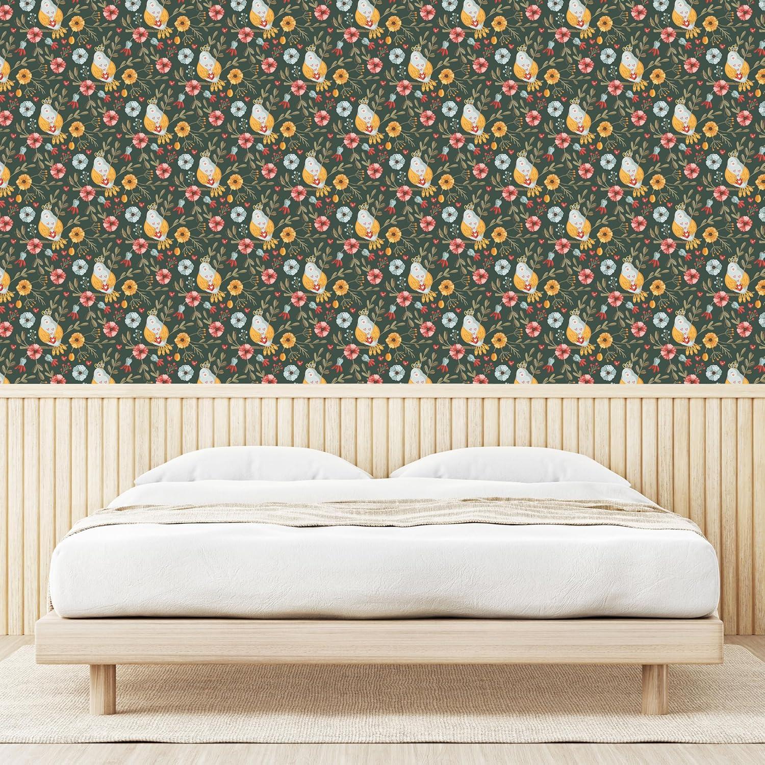 imageAmbesonne Magnolia Peel amp Stick Wallpaper for Home Classic Pattern of Urban Jungle Flowers with Leaves Modern Farmhouse SelfAdhesive Living Room Kitchen Accent 13 x 72 Pale Rose Hunter GreenMustard Ruby Army Green
