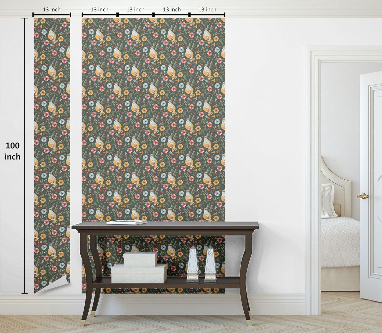 imageAmbesonne Magnolia Peel amp Stick Wallpaper for Home Classic Pattern of Urban Jungle Flowers with Leaves Modern Farmhouse SelfAdhesive Living Room Kitchen Accent 13 x 72 Pale Rose Hunter GreenMustard Ruby Army Green
