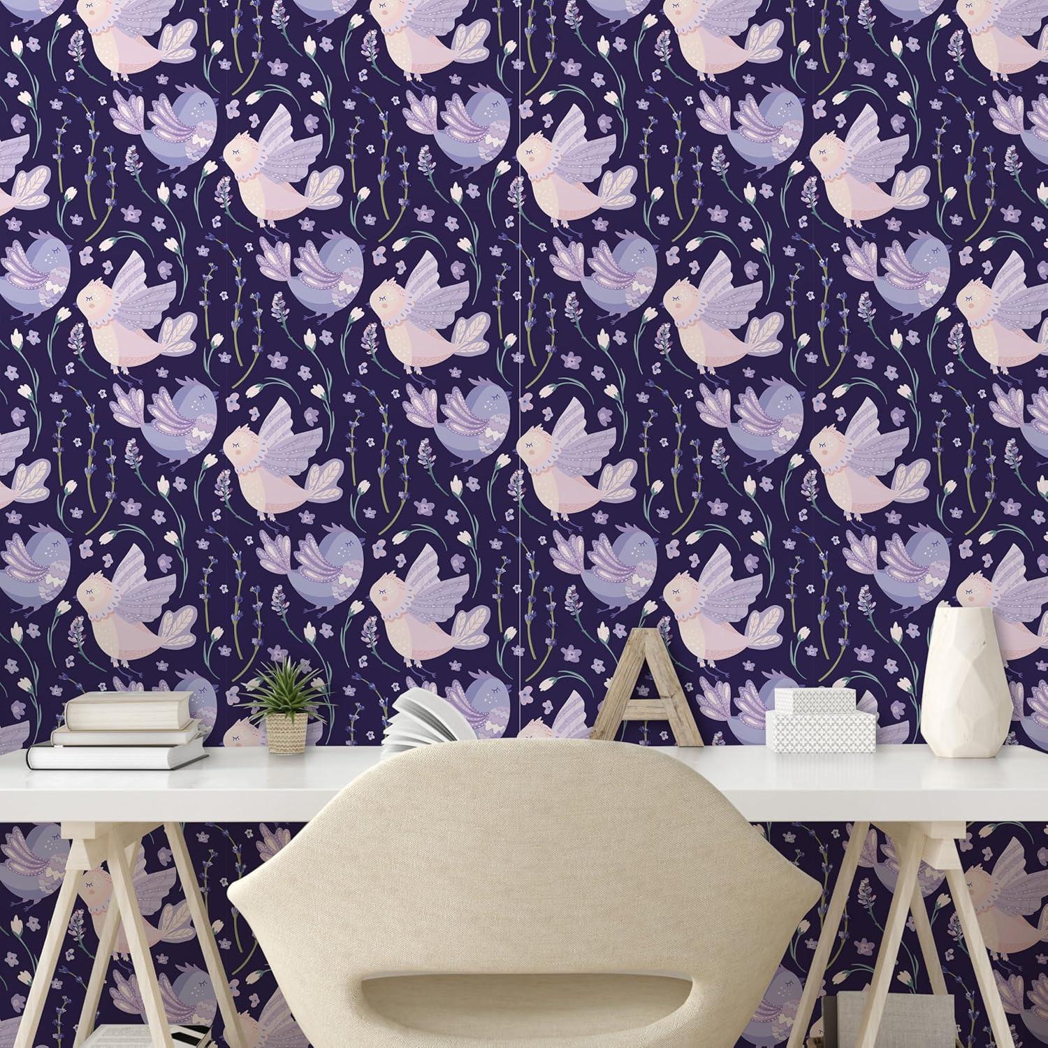 imageAmbesonne Magnolia Peel amp Stick Wallpaper for Home Classic Pattern of Urban Jungle Flowers with Leaves Modern Farmhouse SelfAdhesive Living Room Kitchen Accent 13 x 72 Pale Rose Hunter GreenDark Indigo and Ceil Blue