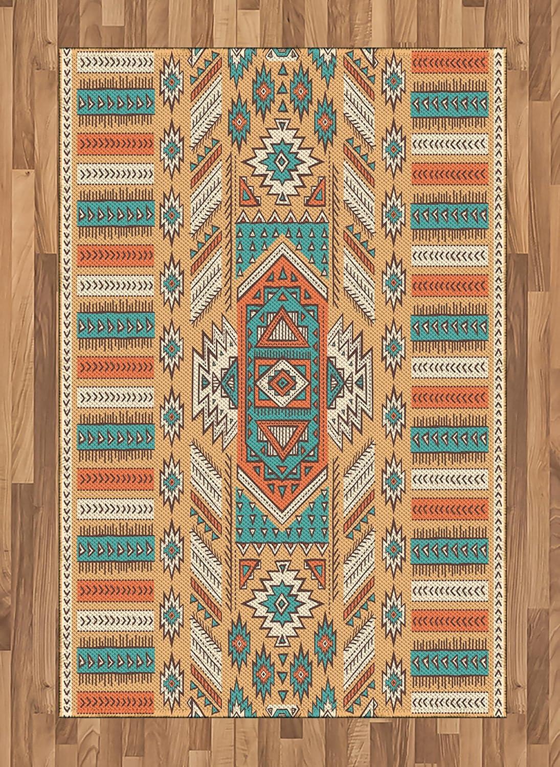 imageAmbesonne Modern Area Rug Modern Style Typography Word Arrangements Tracking Coffee Themed Beverage Design Flat Woven Accent Rug for Living Room Bedroom Dining Room 4 X 57 BrownApricot Orange