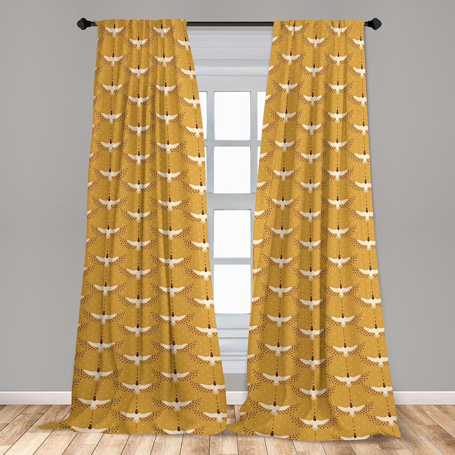 imageAmbesonne Skull Pattern Curtains Blooming Gothic Motif with Daisy Flowers Dragonflies Butterflies Window Treatments 2 Panel Set for Living Room Bedroom Pair of 28 x 63 Reseda Green Off WhiteApricot Ivory and Chocolate