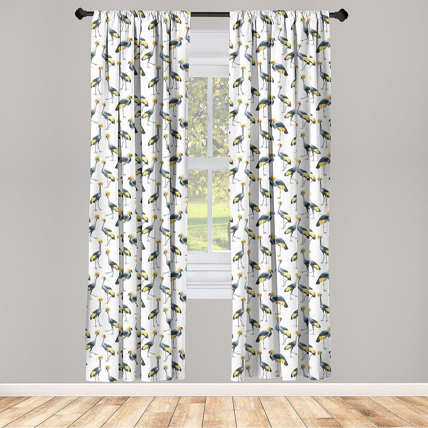 imageAmbesonne Skull Pattern Curtains Blooming Gothic Motif with Daisy Flowers Dragonflies Butterflies Window Treatments 2 Panel Set for Living Room Bedroom Pair of 28 x 63 Reseda Green Off WhiteEarth Yellow and Night Blue
