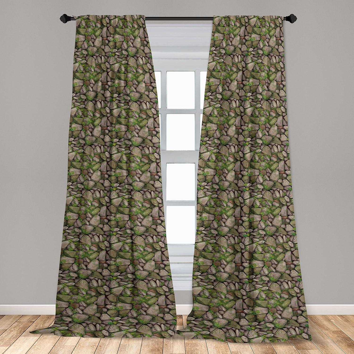 imageAmbesonne Skull Pattern Curtains Blooming Gothic Motif with Daisy Flowers Dragonflies Butterflies Window Treatments 2 Panel Set for Living Room Bedroom Pair of 28 x 63 Reseda Green Off WhiteReseda Green Pale Grey