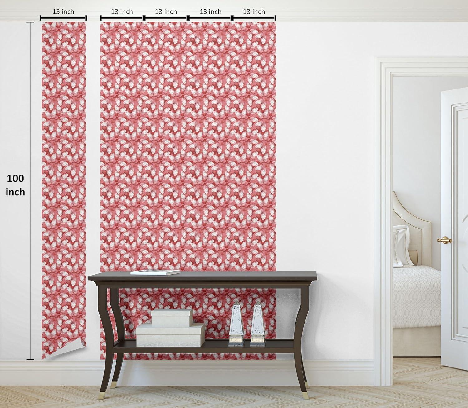 imageAmbesonne Summer Floral Peel amp Stick Wallpaper for Home Monochromatic Love Vibe with Delicate Sour Cherry Kiss Theme SelfAdhesive Living Room Kitchen Accent 13 x 36 Burgundy Ruby and PinkCoral Blush Off White